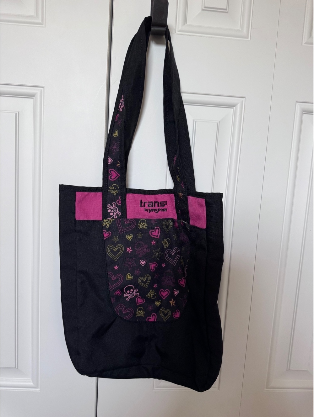 Vintage Trans by JanSport Tote Bag Y2K Skulls Hearts Pink Black Shoulder Bag